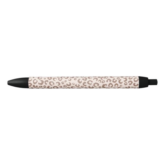 Mocha Mousse en Crème Tan Leopard Patroon Zwarte Inkt Pen (Voorkant)