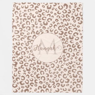 Mocha Mousse en Crème Tan Luipaard Patroon Fleece Deken