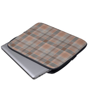 Mocha mousse en grijs geruit laptop sleeve