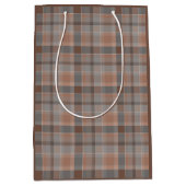 Mocha mousse en grijs geruit medium cadeauzakje (Voorkant)