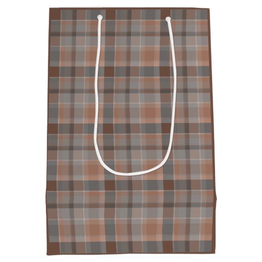 Mocha mousse en grijs geruit medium cadeauzakje (Achterkant)