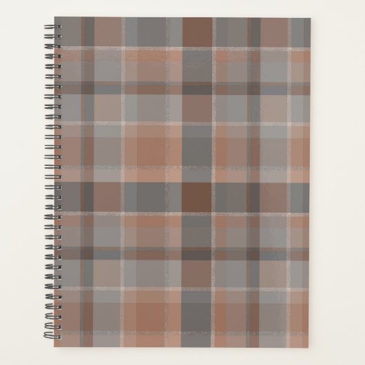 Mocha mousse en grijs geruit planner (Voorkant)
