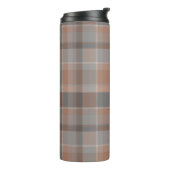 Mocha mousse en grijs geruit thermosbeker (Gedraaid links)
