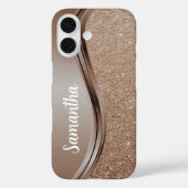 Mocha Mousse Faux glitter Monogram Case-Mate iPhone Case (Achterkant)