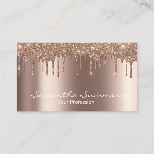 Mocha Mousse Faux Glitter Visitekaartje (Voorkant)