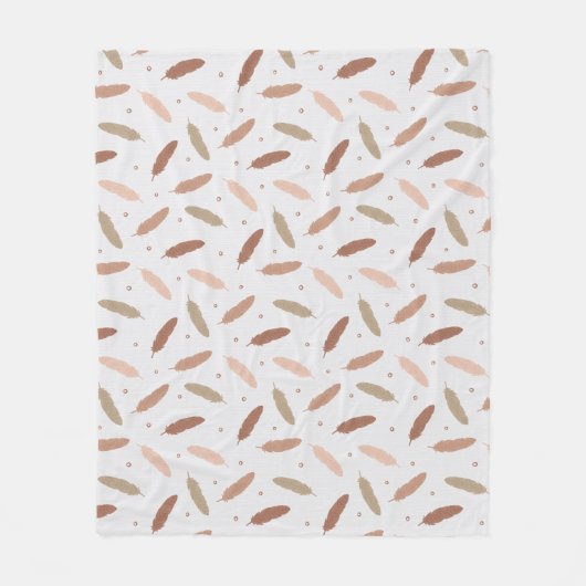 Mocha Mousse Feathers Fleece Blanket (Voorkant)