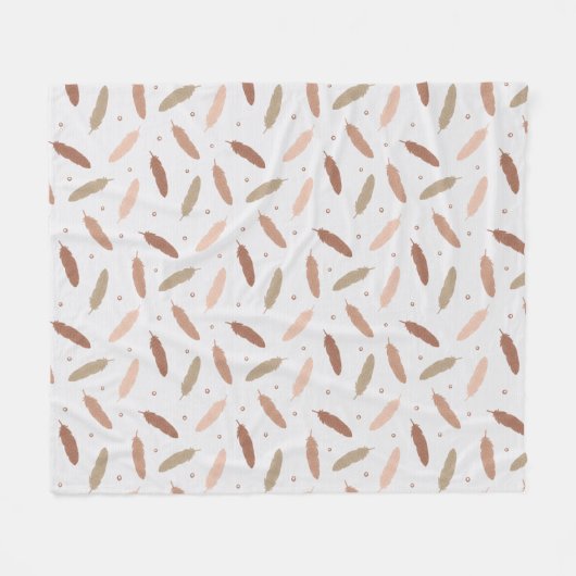 Mocha Mousse Feathers Fleece Blanket Deken (Voorkant (Horizontaal))