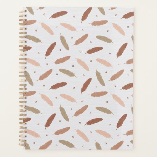 Mocha Mousse Feathers Planner (Voorkant)