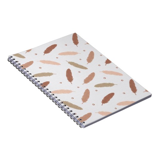 Mocha Mousse Feathers Spiral Notebook Notitieboek (Rechterzijde)