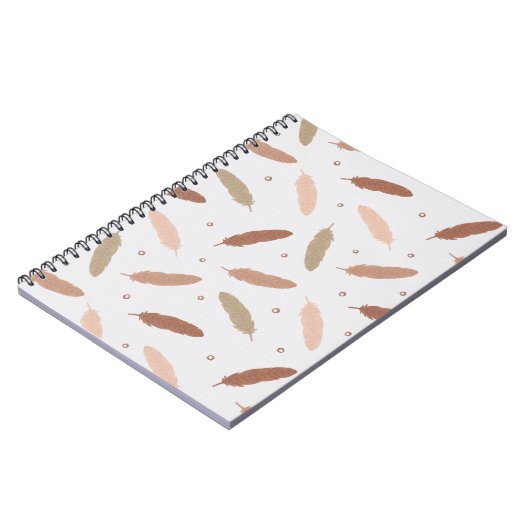 Mocha Mousse Feathers Spiral Notebook Notitieboek (Linkerzijde)