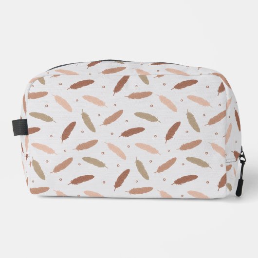 Mocha Mousse Feathers Toiletry Bag Toilettasje (Voorkant)