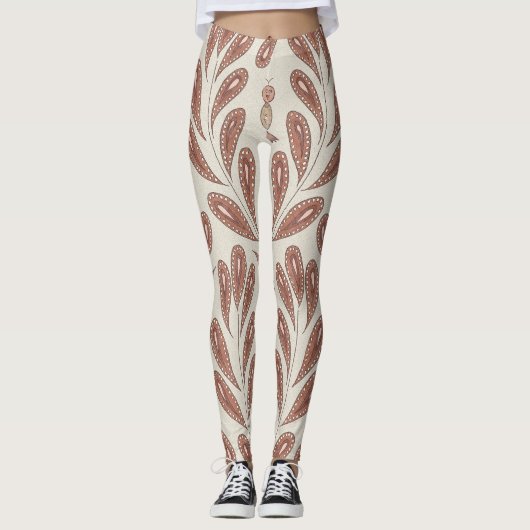 Mocha Mousse Floral Birds Leggings (Voorkant)