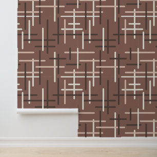 Mocha Mousse Geometrische Lijn Kunst Mideeuw Behang