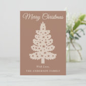 Mocha Mousse Handgeschreven Script Kerstboom Feestdagenkaart (Staand voorkant)