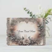 Mocha Mousse Hues Bloemen met Kant Kaart (Staand voorkant)