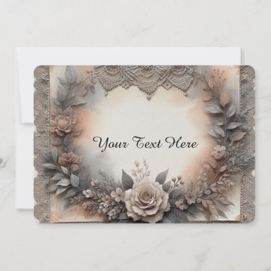 Mocha Mousse Hues Bloemen met Kant Kaart (Voorkant)