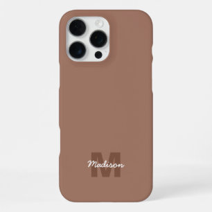 Mocha Mousse kleur van 2025 aangepaste Monogram na iPhone 16 Pro Max Hoesje