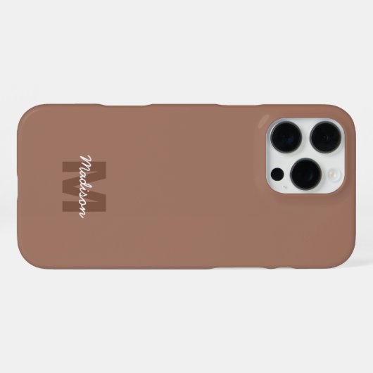 Mocha Mousse kleur van 2025 aangepaste Monogram na iPhone Hoesje (Achterkant horizontaal)