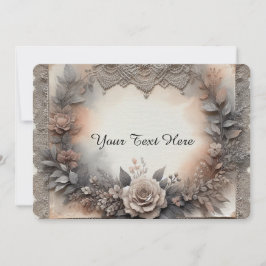 Mocha Mousse Kleuren Bloemendesign met Kant  Kaart