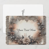 Mocha Mousse Kleuren Bloemig  met Kant  Kaart (Voorkant / Achterkant)