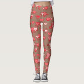 Mocha Mousse Koraal Harten Koppels Valentijn Leggings (Voorkant)