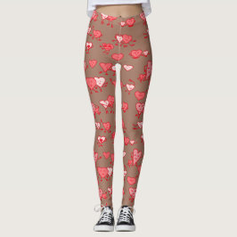 Mocha Mousse Koraal Harten Koppels Valentijn Leggings