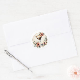 Mocha Mousse "Liefde is aan het broeien" Bruidsdin Ronde Sticker