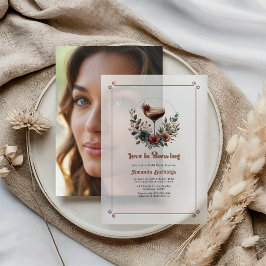 Mocha Mousse "Liefde is aan het brouwen" Bruidsbad Vellum Uitnodigingen