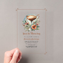 Mocha Mousse "Liefde is aan het brouwen" Bruidsdin Acryl Uitnodigingen