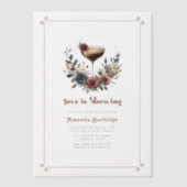 Mocha Mousse "Love is Brewing" Vrijgezellenfeest F Vellum Uitnodigingen (Voorkant)