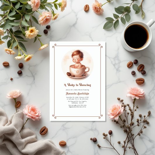 Mocha Mousse Love is het brouwen van koffie Baby s Kaart