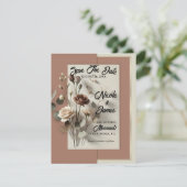 Mocha Mousse Modern Botanisch Bloemig Bewaar De Da Kaart (Staand voorkant)