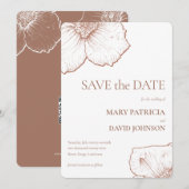 Mocha Mousse Modern Minimalistische Bloemige Bruil Save The Date (Voorkant / Achterkant)