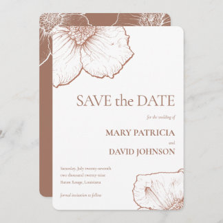 Mocha Mousse Modern Minimalistische Bloemige Bruil Save The Date