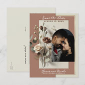 Mocha Mousse Moderne Botanische Bloemen Bewaar de  Aankondigingskaart (Voorkant / Achterkant)