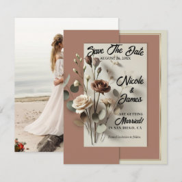 Mocha Mousse Moderne Botanische Bloemen Bewaar de  Kaart