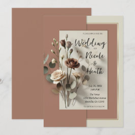 Mocha Mousse Moderne Botanische Bloemen Huwelijk Kaart