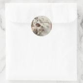 Mocha Mousse Moderne Botanische Bloemige Bruiloft Ronde Sticker (Tas)