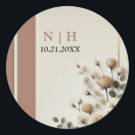 Mocha Mousse Neutral Floral Wedding Ronde Sticker<br><div class="desc">Overeenkomende objecten zijn beschikbaar.</div>