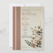 Mocha Mousse Neutrale Bloemige Bruiloft Kaart (Voorkant)