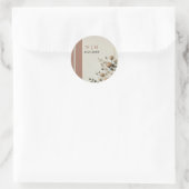 Mocha Mousse Neutrale Bloemige Bruiloft Ronde Sticker (Tas)
