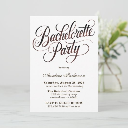 Mocha Mousse Paint Calligraphy Bachelorette Party Kaart (Staand voorkant)