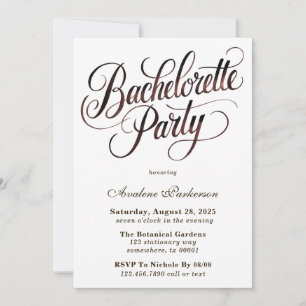 Mocha Mousse Paint Calligraphy Bachelorette Party Kaart