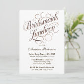 Mocha Mousse Paint Kalligrafie Bruidsmeisjes Lunch Kaart (Staand voorkant)