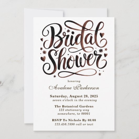 Mocha Mousse Paint Kalligrafie Brunch & Bubbly Kaart (Voorkant)