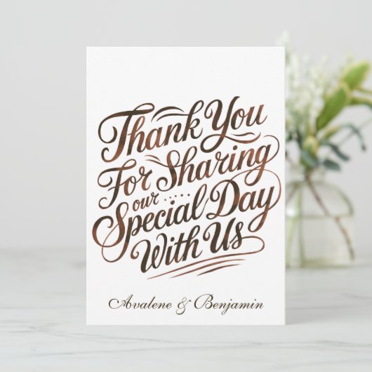 Mocha Mousse Paint Kalligrafie Dank u kaarten (Staand voorkant)