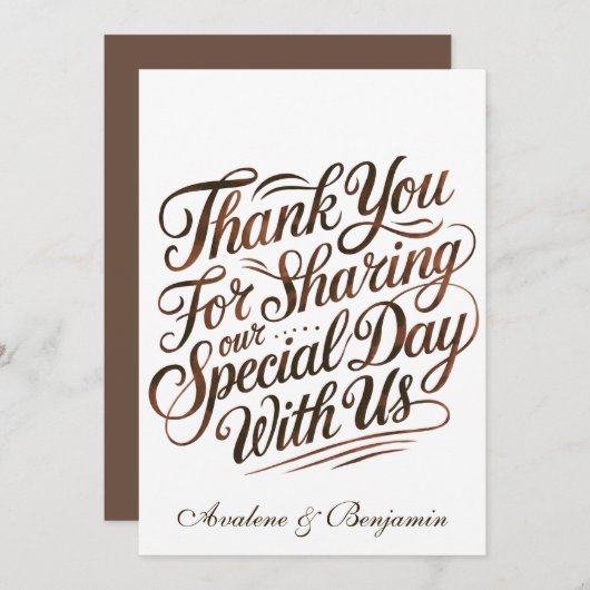 Mocha Mousse Paint Kalligrafie Dank u kaarten (Voorkant / Achterkant)