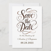 Mocha Mousse Paint Kalligrafie Save the Date Cards Kaart (Voorkant)