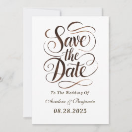 Mocha Mousse Paint Kalligrafie Save the Date Cards Kaart