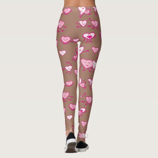 Mocha Mousse Roze Harten Paren Valentijn Leggings (Achterkant)